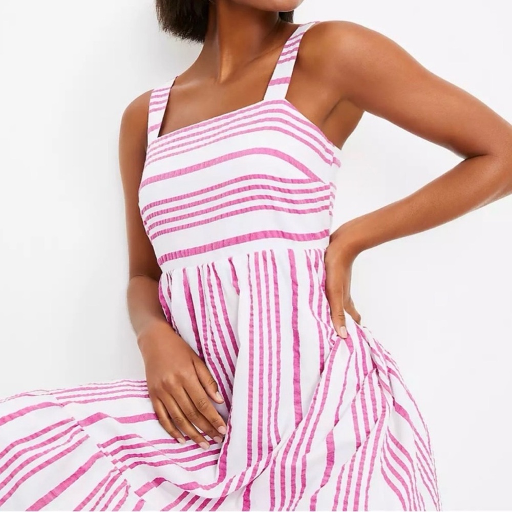 LOFT Striped Tiered Maxi Pocket Dress M with Pockets!!!